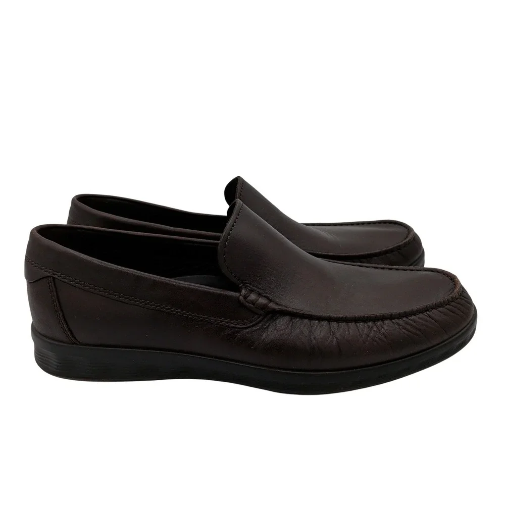 ECCO S Lite Moc Mens 43 9-9.5 Dark‎ Brown Leather Slip On Loafers Driving Shoes